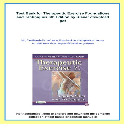 Curated visual reference: Visual Reference: Test Bank For Therapeutic Exercise Foundations And Techniques 6Th