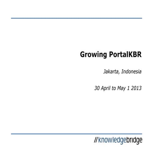 KB Seminars: Growing an online portal; 05/13