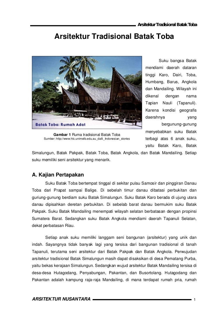 30043338 Arsitektur Tradisional Batak Toba