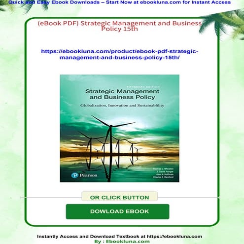 (eBook PDF) Strategic Management and Business Policy 15th