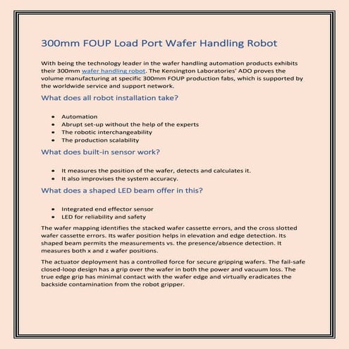 300mm FOUP Load Port Wafer Handling Robot.pdf