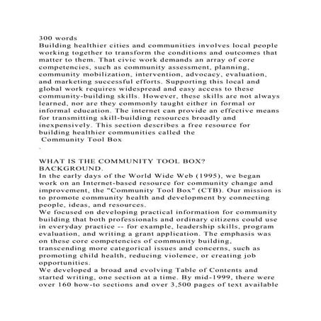300 words Building healthier cities and communities involves local.docx