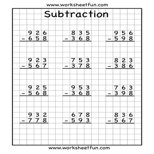 การลบแบบมีการยืม 3 หลัก สำหรับ ป.1