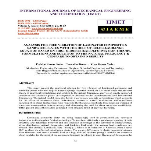 Free vibration analysis of laminated composite beams using fem | PDF