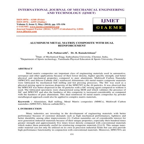 ALUMINIUM METAL MATRIX COMPOSITE WITH DUAL REINFORCEMENT | PDF