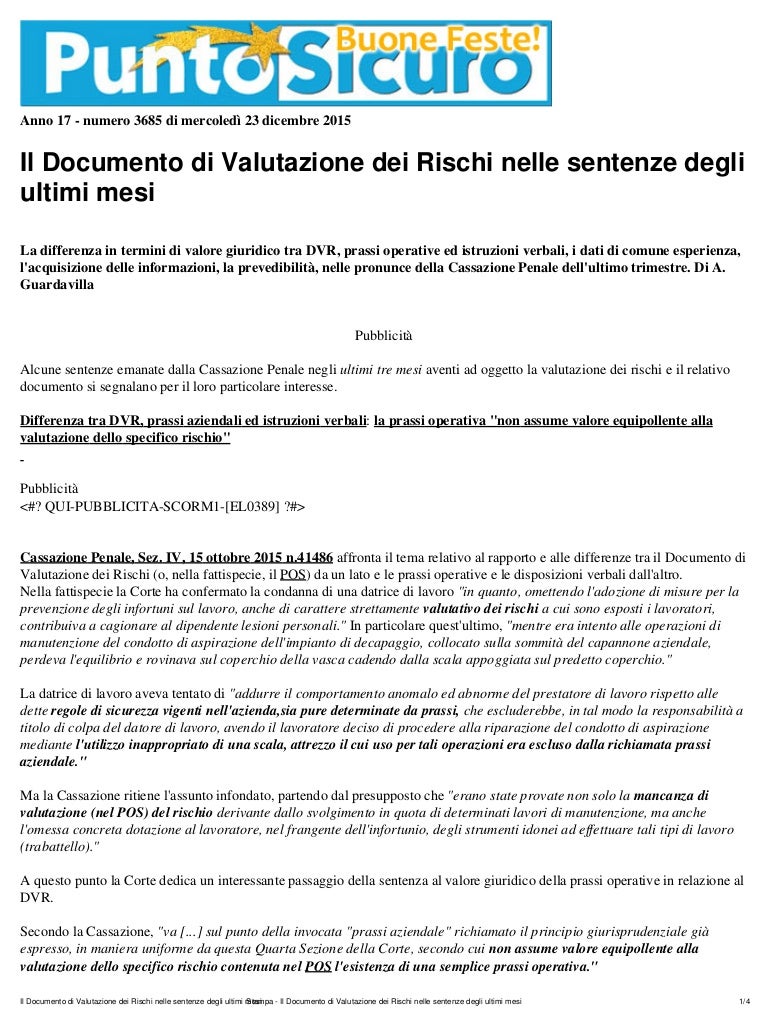 301 2015 documento di valutazione dei rischi nelle sentenze degli… 301 2015 documento di valutazione dei rischi nelle sentenze degli…