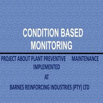 CONDITION BASED MONITORING PRESENTATION