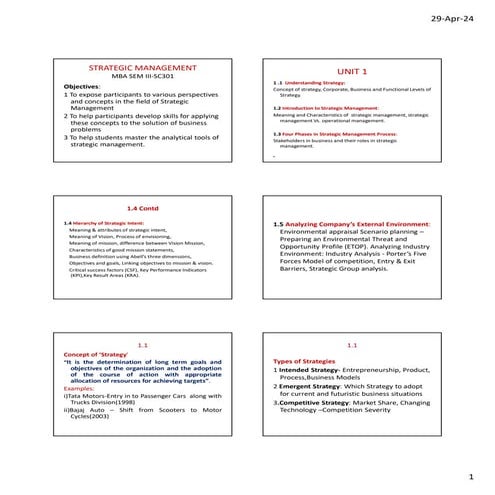 MBA Strategic Management PPT Definition and Importance of Strategic Managemen...