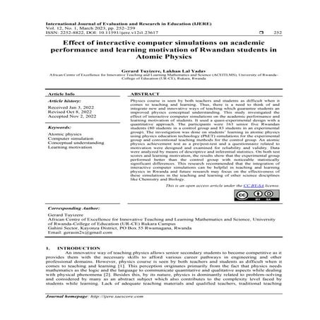 Effect of interactive computer simulations on academic performance and learni...