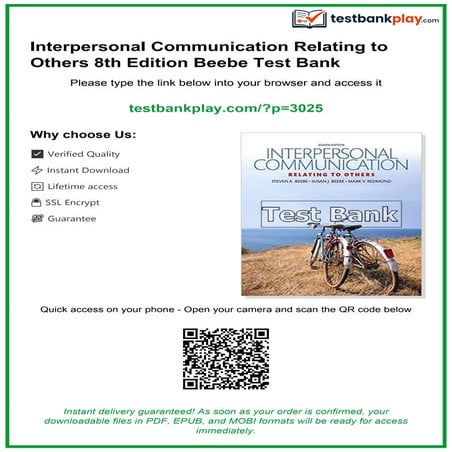 Comprehensive Test Bank for Interpersonal Communication 8th Edition by ...