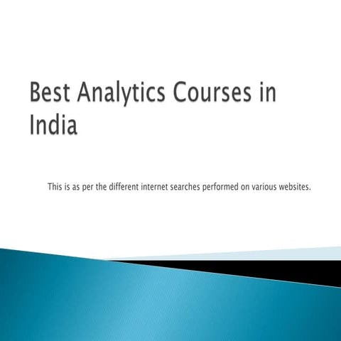 Best Analytics Courses in India