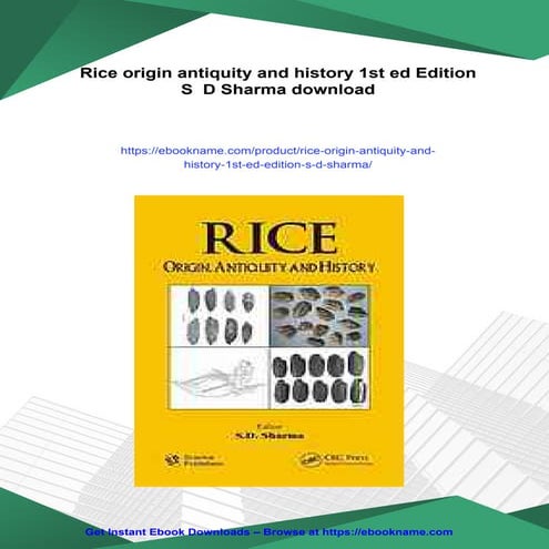 Rice origin antiquity and history 1st ed Edition S D Sharma | PDF
