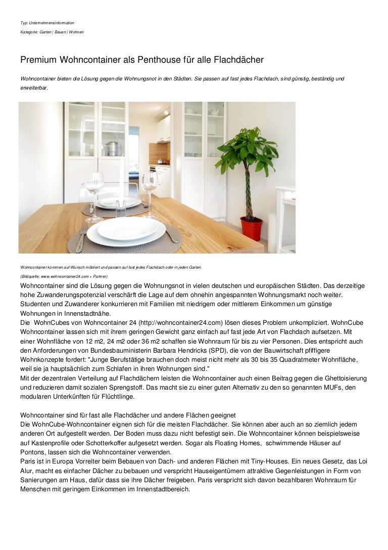 Premium Wohncontainer Als Penthouse Fur Alle Flachdacher