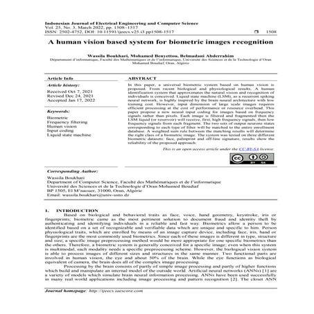 A human vision based system for biometric images recognition | PDF
