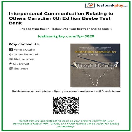 Comprehensive Test Bank for Interpersonal Communication Relating to ...