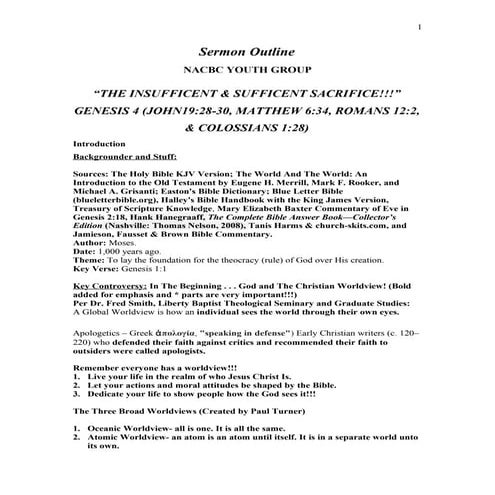 Sermon Outline Genesis 3 NACB