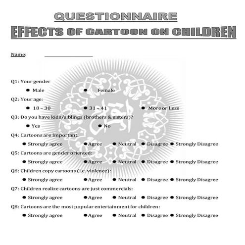 Questionnaire Report Effects of Cartoons on Children | DOCX