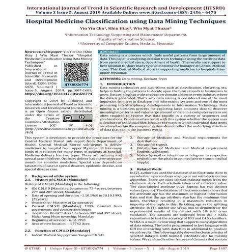 Hospital Medicine Classification using Data Mining Techniques