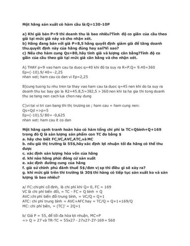 bài tập kinh tế vi mô