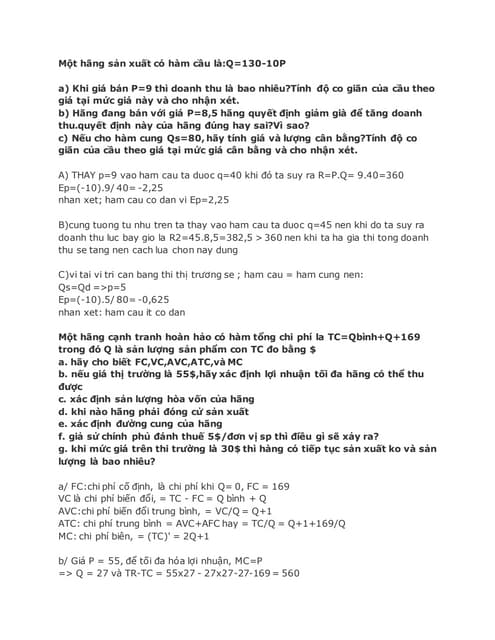 bài tập kinh tế vi mô