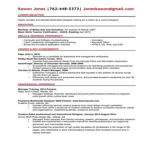 Kawon Jones, junior designer