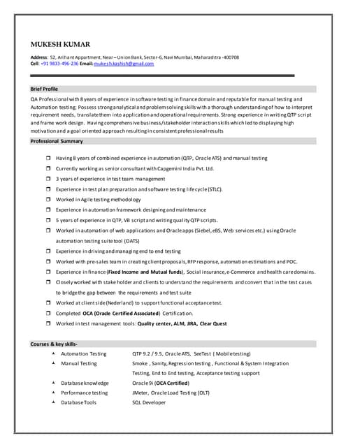 QA-Analyst 8 Years | PDF