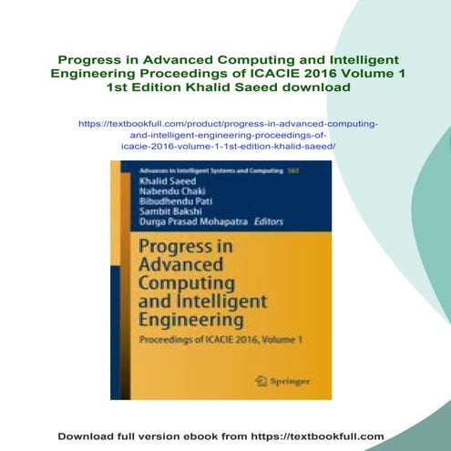 Progress In Advanced Computing And Intelligent Engineering Proceedings