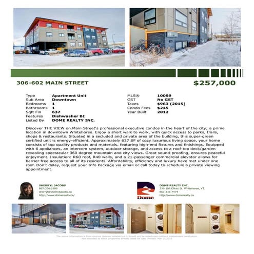 306 602 main st - whitehorse real estate - dome realty inc