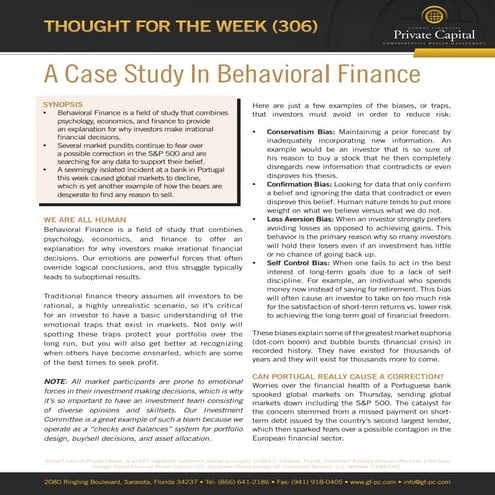 (306)   a case study in behavioral finance 1