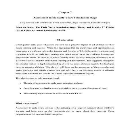 Ch7 Assessment in the EYFS SH AH LH final