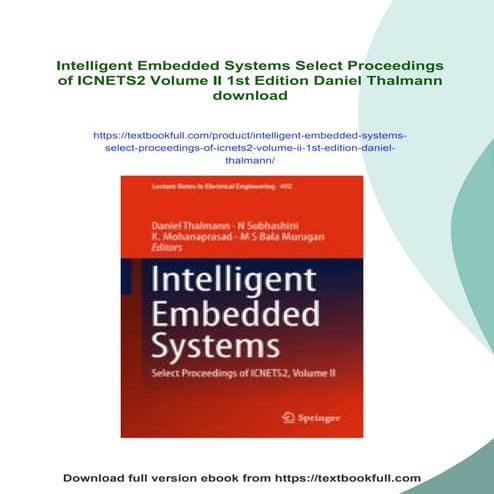 Intelligent Embedded Systems Select Proceedings of ICNETS2 Volume II 1st Edition Daniel Thalmann