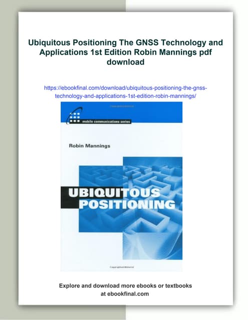Ubiquitous Positioning The GNSS Technology and Applications 1st Edition Robin...