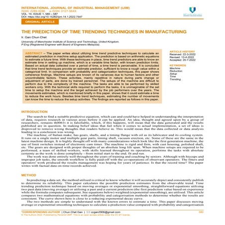 The Prediction of Time Trending Techniques in Manufacuturing