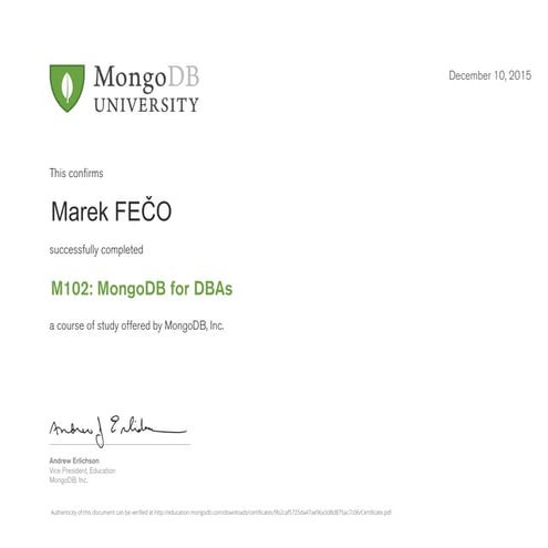 M102 MongoDB for DBAs | PDF