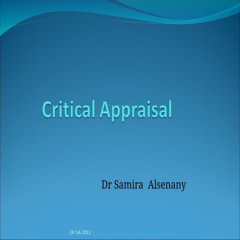 Critical-Appraisal of evidence medical 1 | PPT