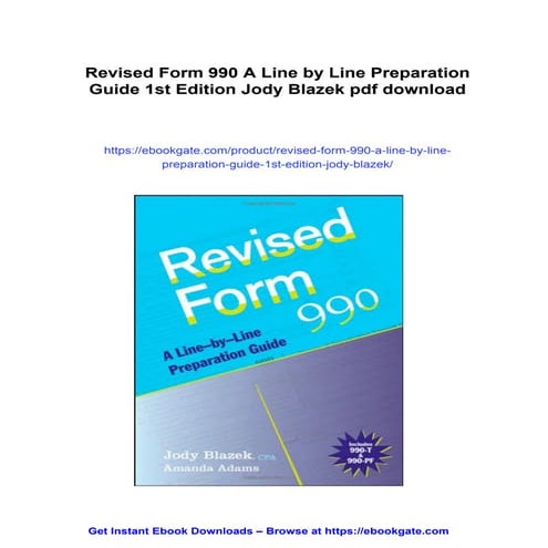 Revised Form 990 A Line by Line Preparation Guide 1st Edition Jody Blazek