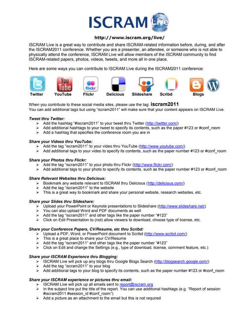 How to Contribute to ISCRAM2011 Live