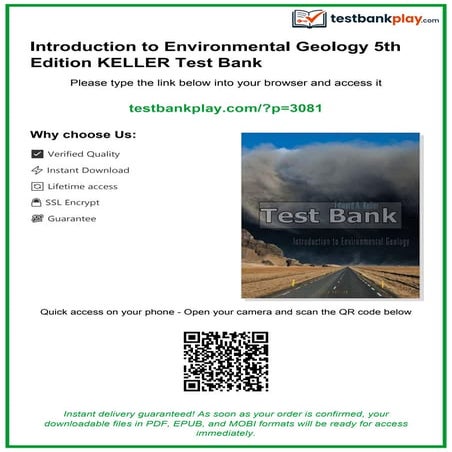 Comprehensive Test Bank for Environmental Geology 5th Edition by Keller ...