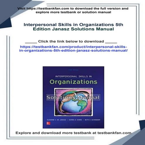 Complete Answer Guide for Interpersonal Skills in Organizations 5th Edition J...