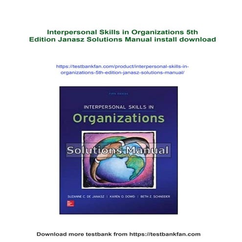 Interpersonal Skills in Organizations 5th Edition Janasz Solutions Manual