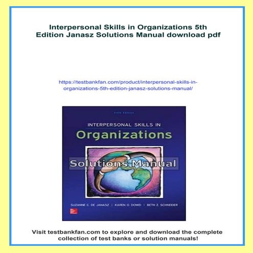Interpersonal Skills in Organizations 5th Edition Janasz Solutions Manual