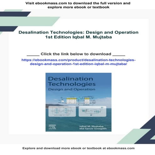 Desalination Technologies: Design and Operation 1st Edition Iqbal M ...