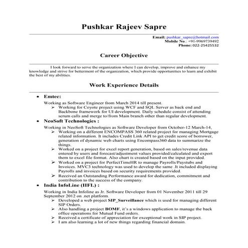 Pushkar Rajeev Sapre_4 years