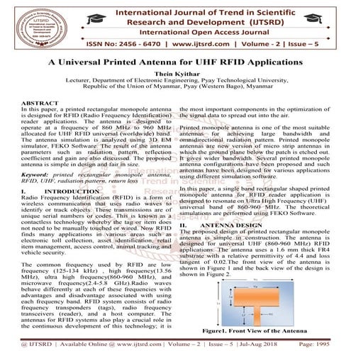 A REVIEW OF MICROSTRIP PATCH ANTENNA FOR RFID APPLICATIONS | PDF