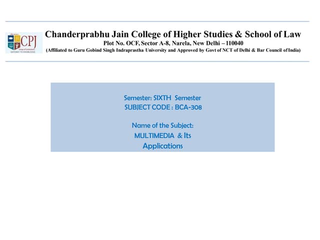 Multimedia & Its Applications 
