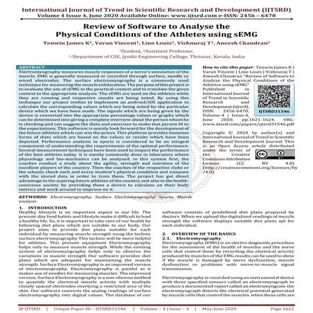 Review of Software to Analyse the Physical Conditions of the Athletes using sEMG
