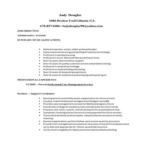 Judy Douglas Perfect resume 2015