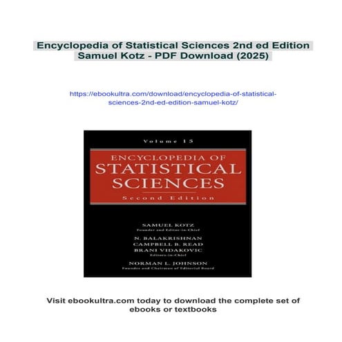 Encyclopedia of Statistical Sciences 2nd ed Edition Samuel Kotz