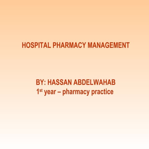 Hospital pharmacy management
