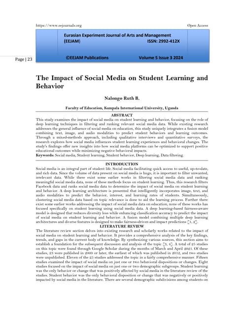 Impact Of Social Media On Academic Performance Of Students RRL | PPT